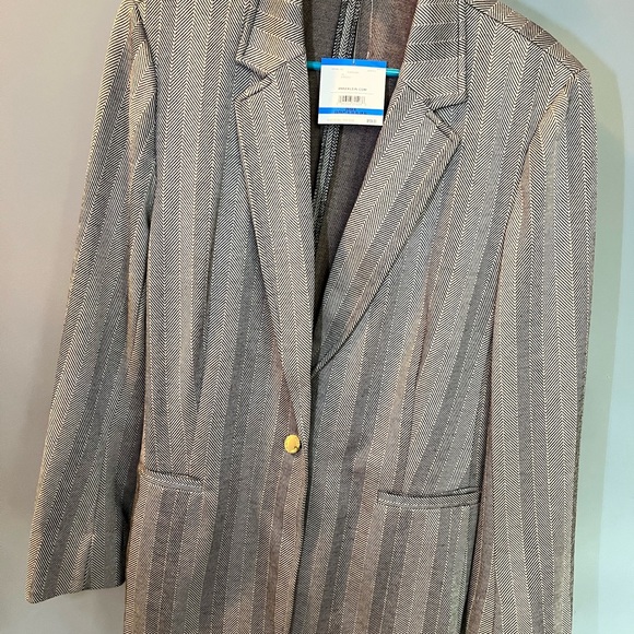 Anne Klein Herringbone Blazer in Gray - Picture 1 of 7